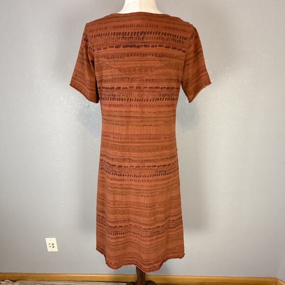 CMC Color Me Cotton Asymmetrical T-Shirt Dress Size M Terracotta Brown Stripe - Picture 6 of 9